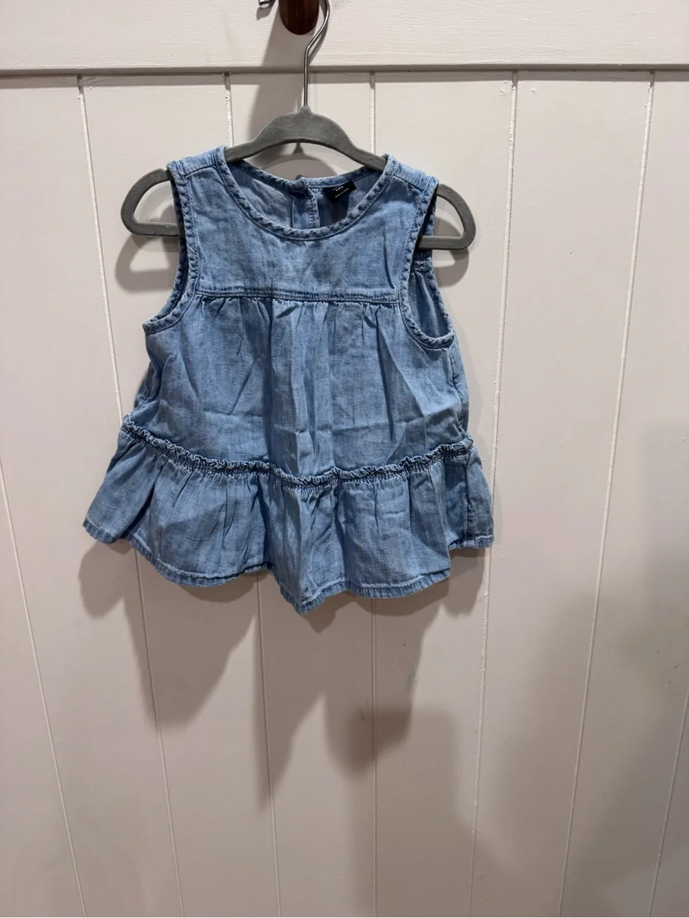 GAP Baby/Toddler Denim Ruffle Tank Top - Blue -